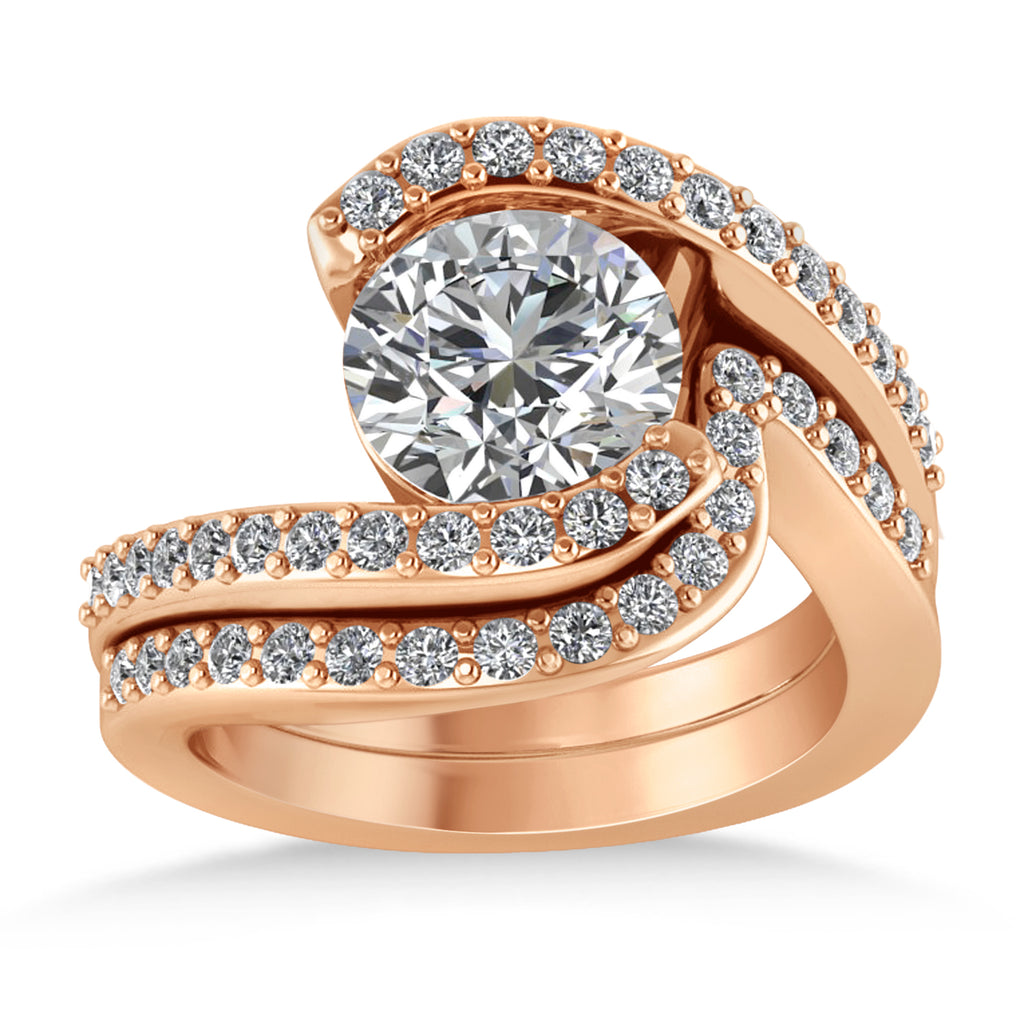 Lab Diamond Accented Tension Set Bridal Set 18k Rose Gold (0.35ct)