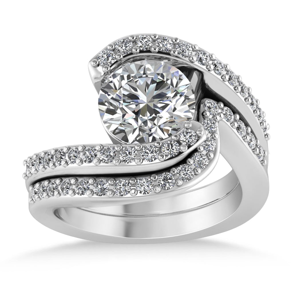 Lab Diamond Accented Tension Set Bridal Set 18k White Gold (0.35ct)