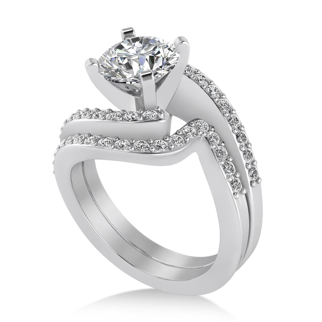 Lab Diamond Accented Tension Set Bridal Set 18k White Gold (0.35ct)