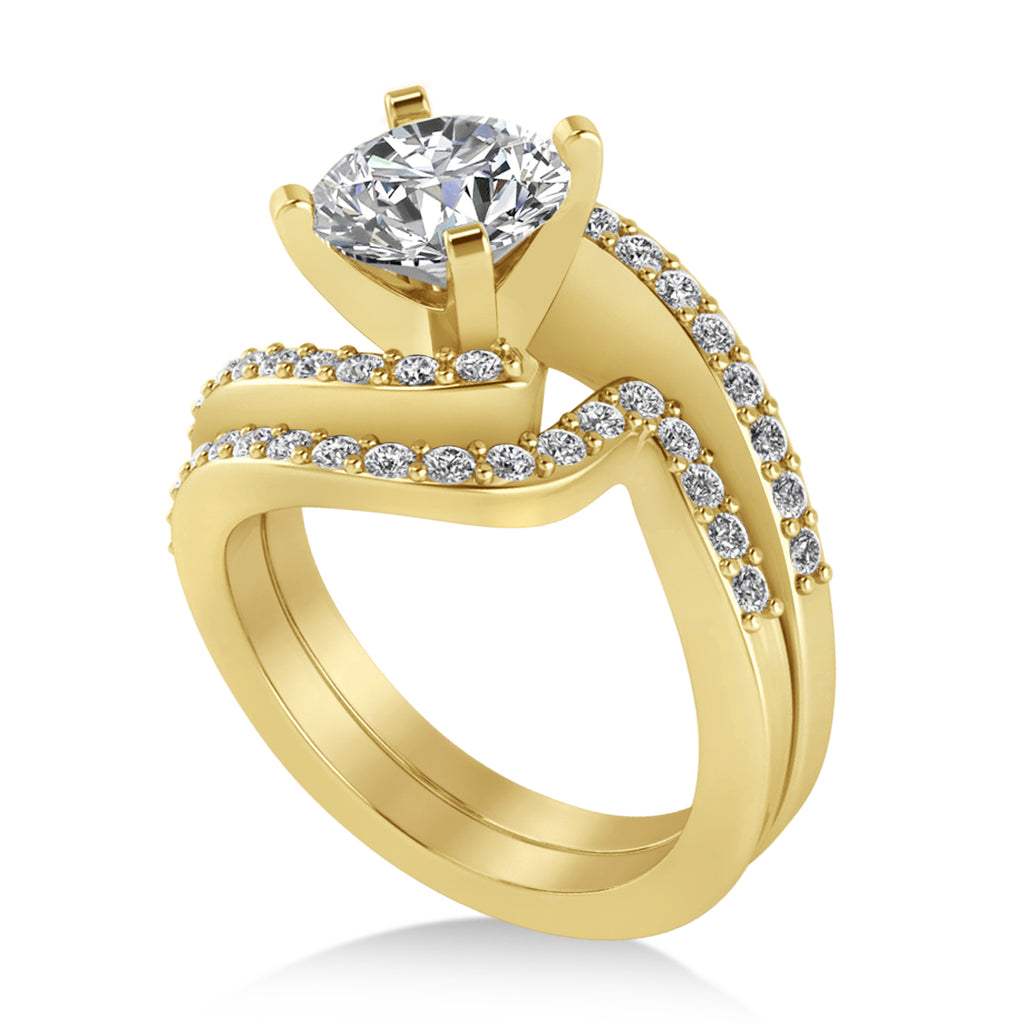 Lab Grown Diamond Accented Tension Set Bridal Set 18k Yellow Gold (0.35ct)