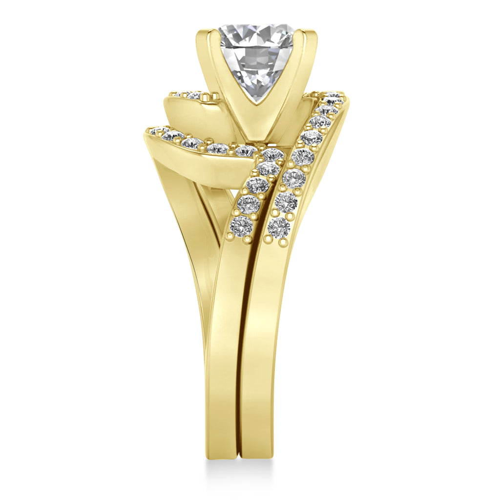 Lab Grown Diamond Accented Tension Set Bridal Set 18k Yellow Gold (0.35ct)