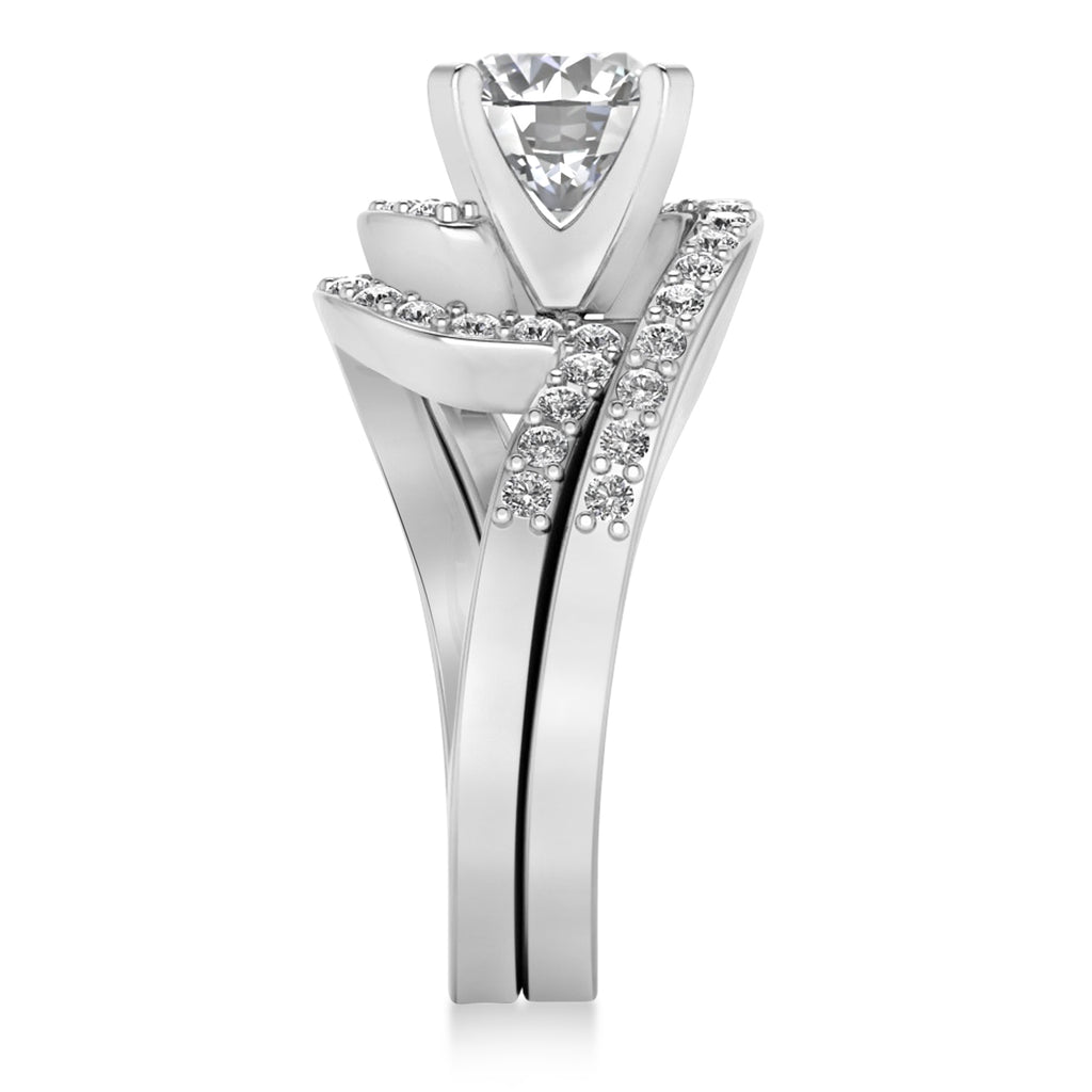 Lab Grown Diamond Accented Tension Set Bridal Set Palladium (0.35ct)