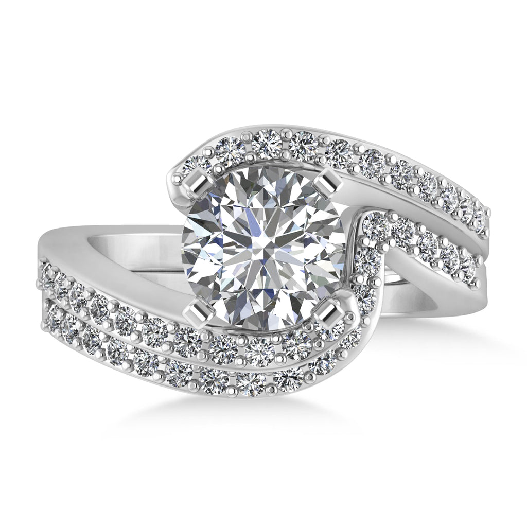 Diamond Accented Tension Set Bridal Set Palladium (0.35ct)