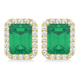 Emerald Cut Emerald & Diamond Halo Earrings 14k Yellow Gold (2.10ct)