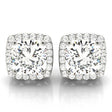 Diamond Halo Cushion Earrings 14k White Gold (1.22ct)