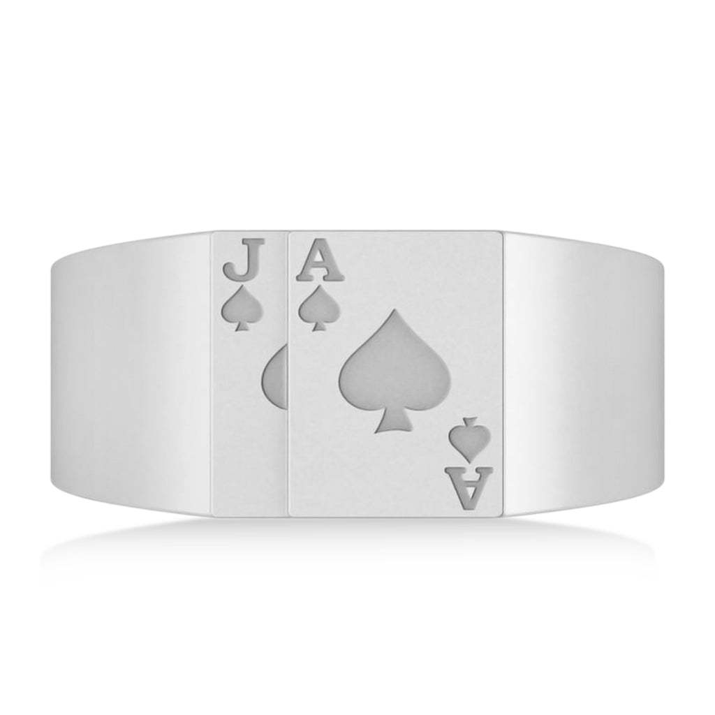 Men's Playing Card Ring 14K White Gold