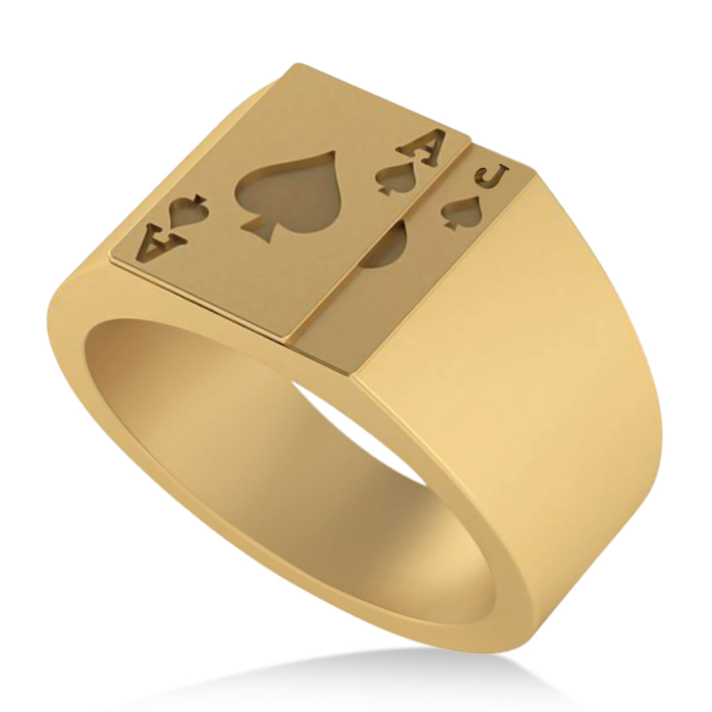 Men's Playing Card Ring 14K Yellow Gold