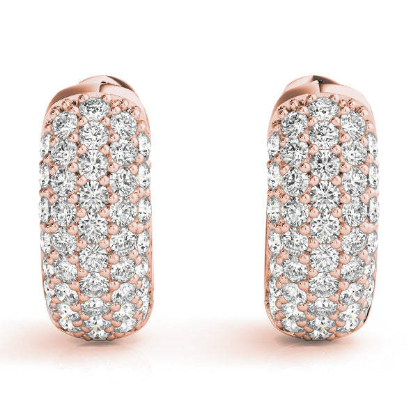 Huggie Round Diamond Pave Earrings Hoops 14k Rose Gold (0.84ct)