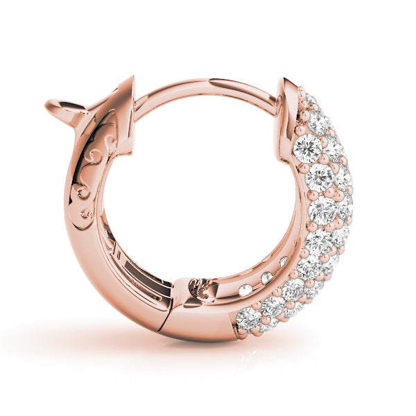 Huggie Round Diamond Pave Earrings Hoops 14k Rose Gold (0.84ct)