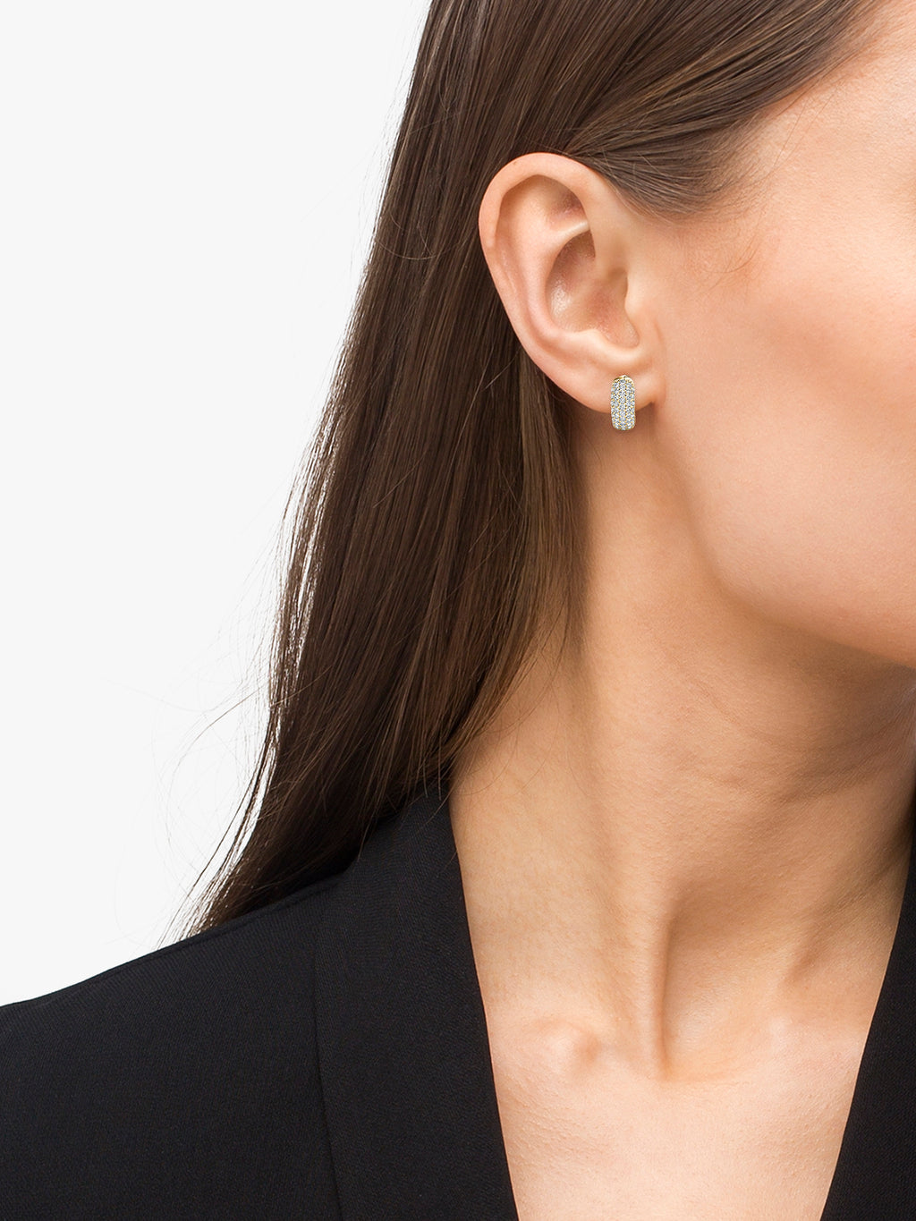 Huggie Round Lab Grown Diamond Pave Earrings Hoops 14k Yellow Gold (0.84ct)