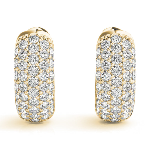 Huggie Round Diamond Pave Earrings Hoops 14k Yellow Gold (0.84ct)