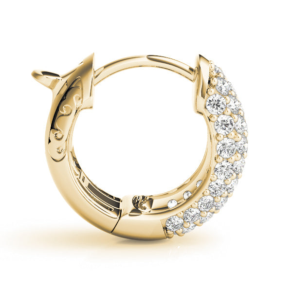 Huggie Round Diamond Pave Earrings Hoops 14k Yellow Gold (0.84ct)