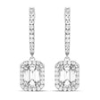 Emerald Shape Diamond Halo Dangling Earrings 14k White Gold (1.50ct)