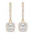 Cushion Shape Lab Diamond Halo Dangling Earrings 14k Rose Gold (2.18ct)