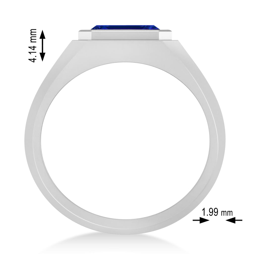 Blue Sapphire Solitaire Men's Engagement Ring 14k White Gold (2.50ct)