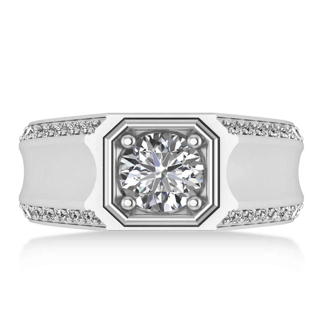 Diamond Accented Men's Engagement Ring 14k White Gold (2.06ct)