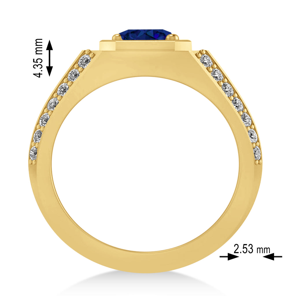 Blue Sapphire & Diamond Accented Men's Engagement Ring 14k Yellow Gold (2.06ct)