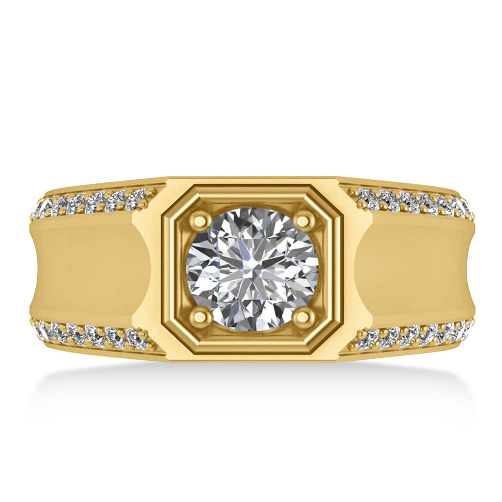 Lab Grown Diamond Accented Men's Engagement Ring 14k Yellow Gold (2.06ct)