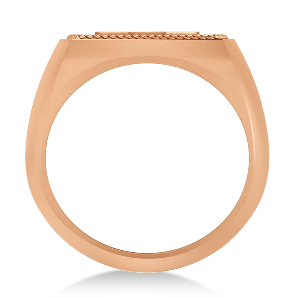 Tiger's Face Shaped Gents Ring 14k Rose Gold