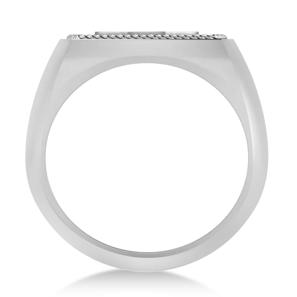 Tiger's Face Shaped Gents Ring 14k White Gold