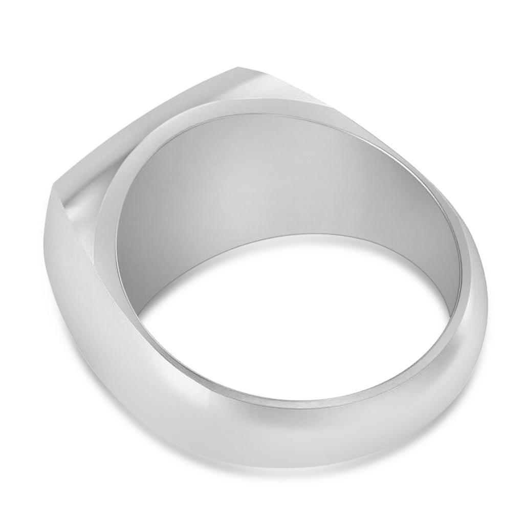 Tiger's Face Shaped Gents Ring 14k White Gold