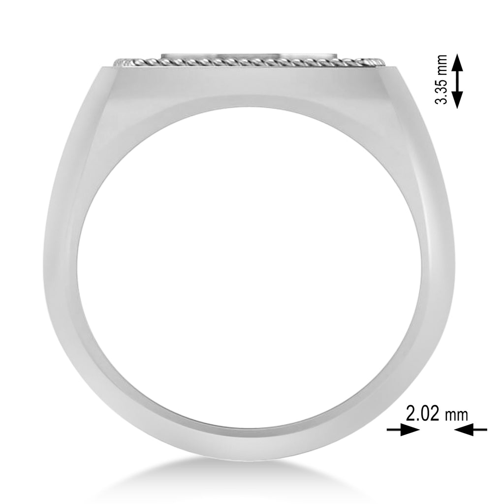 Tiger's Face Shaped Gents Ring 14k White Gold