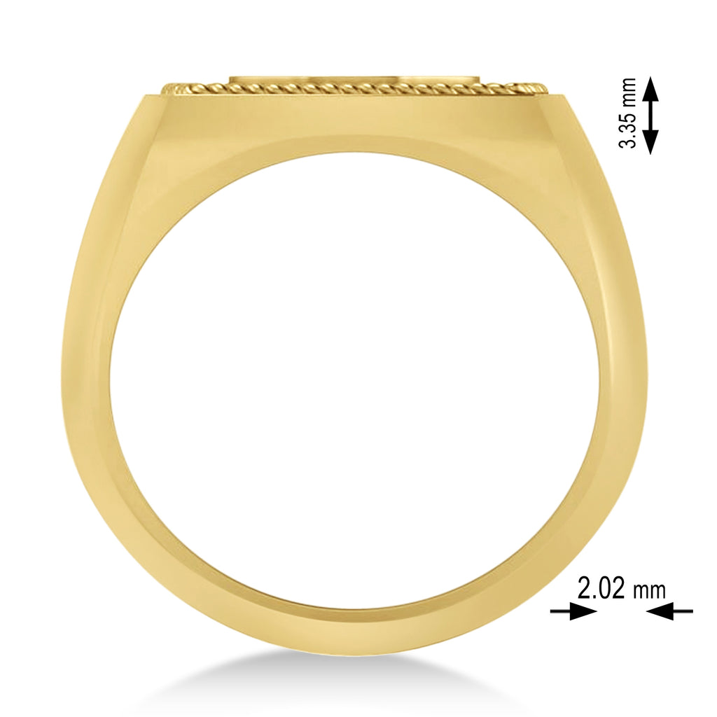 Tiger's Face Shaped Gents Ring 14k Yellow Gold