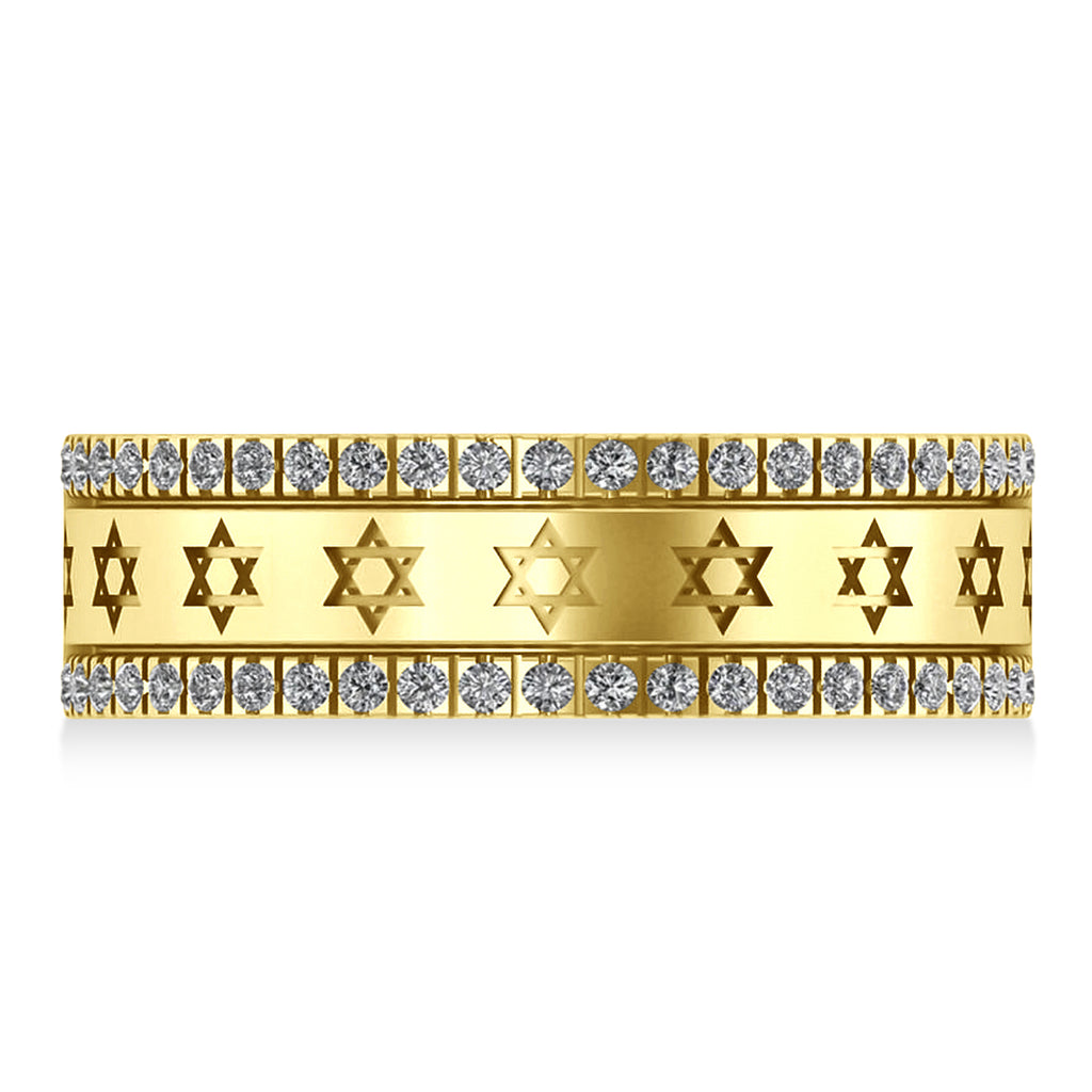 Diamond Jewish Star of David Mens Ring 14K Yellow Gold (.46ct)