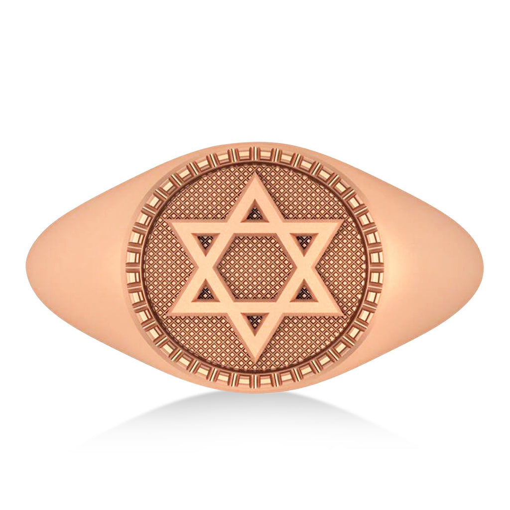 Jewish Star Of David Mens Ring 14K Rose Gold