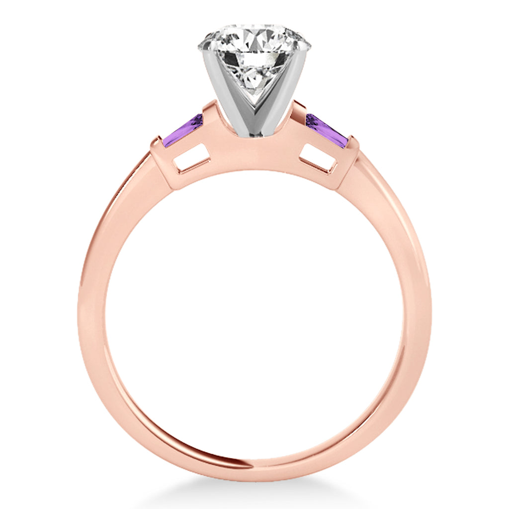 Tapered Baguette 3-Stone Amethyst Engagement Ring 14k Rose Gold (0.10ct)