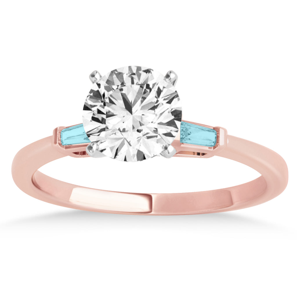 Tapered Baguette 3-Stone Aquamarine Engagement Ring 14k Rose Gold (0.10ct)