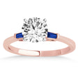 Tapered Baguette 3-Stone Blue Sapphire Engagement Ring 14k Rose Gold (0.10ct)