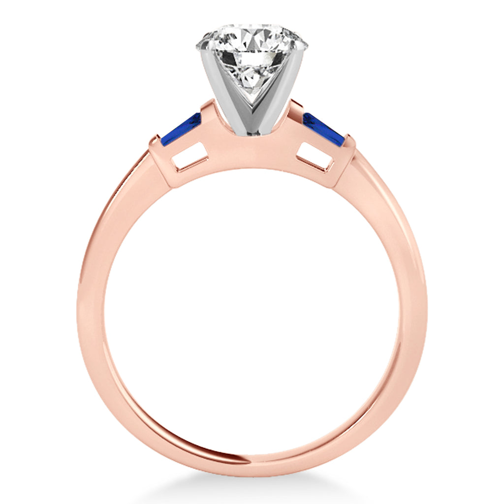 Tapered Baguette 3-Stone Blue Sapphire Engagement Ring 14k Rose Gold (0.10ct)