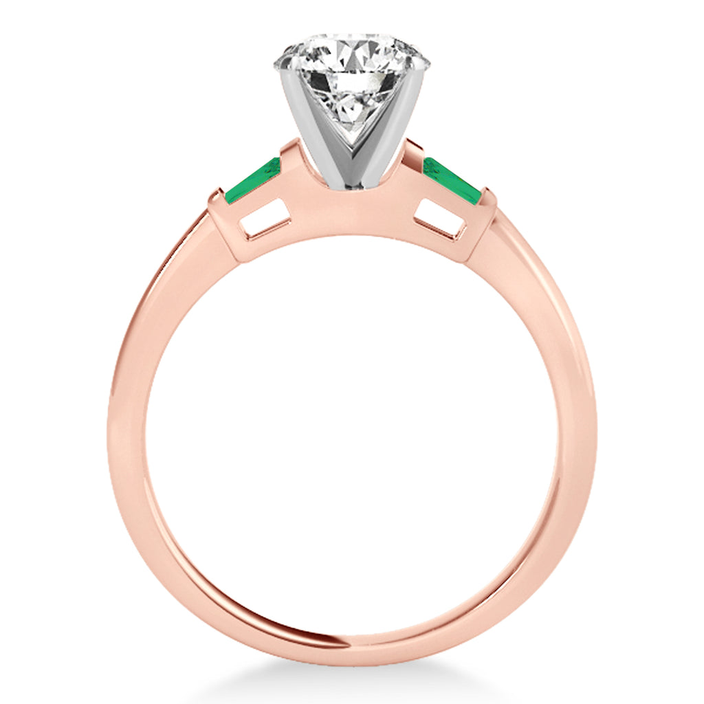 Tapered Baguette 3-Stone Emerald Engagement Ring 14k Rose Gold (0.10ct)