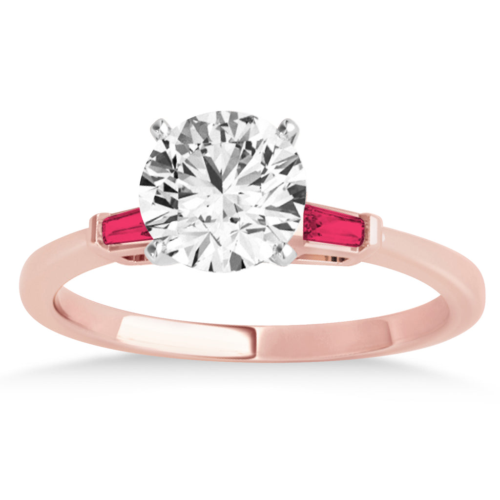 Tapered Baguette 3-Stone Ruby Engagement Ring 14k Rose Gold (0.10ct)