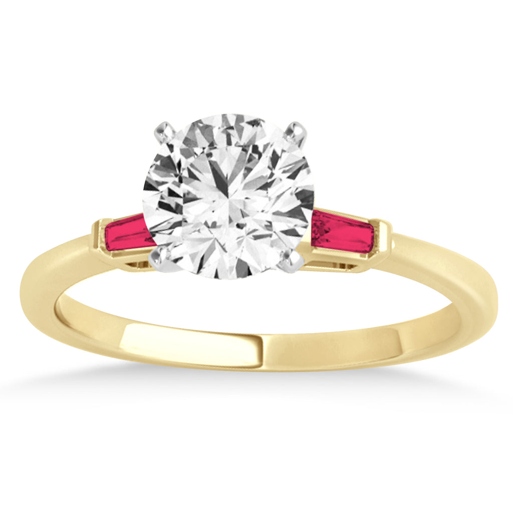 Tapered Baguette 3-Stone Ruby Engagement Ring 14k Yellow Gold (0.10ct)