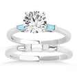 Tapered Baguette 3-Stone Aquamarine Bridal Set Palladium (0.30ct)