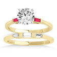 Tapered Baguette 3-Stone Ruby Bridal Set 14k Yellow Gold (0.30ct)