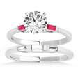 Tapered Baguette 3-Stone Ruby Bridal Set Palladium (0.30ct)
