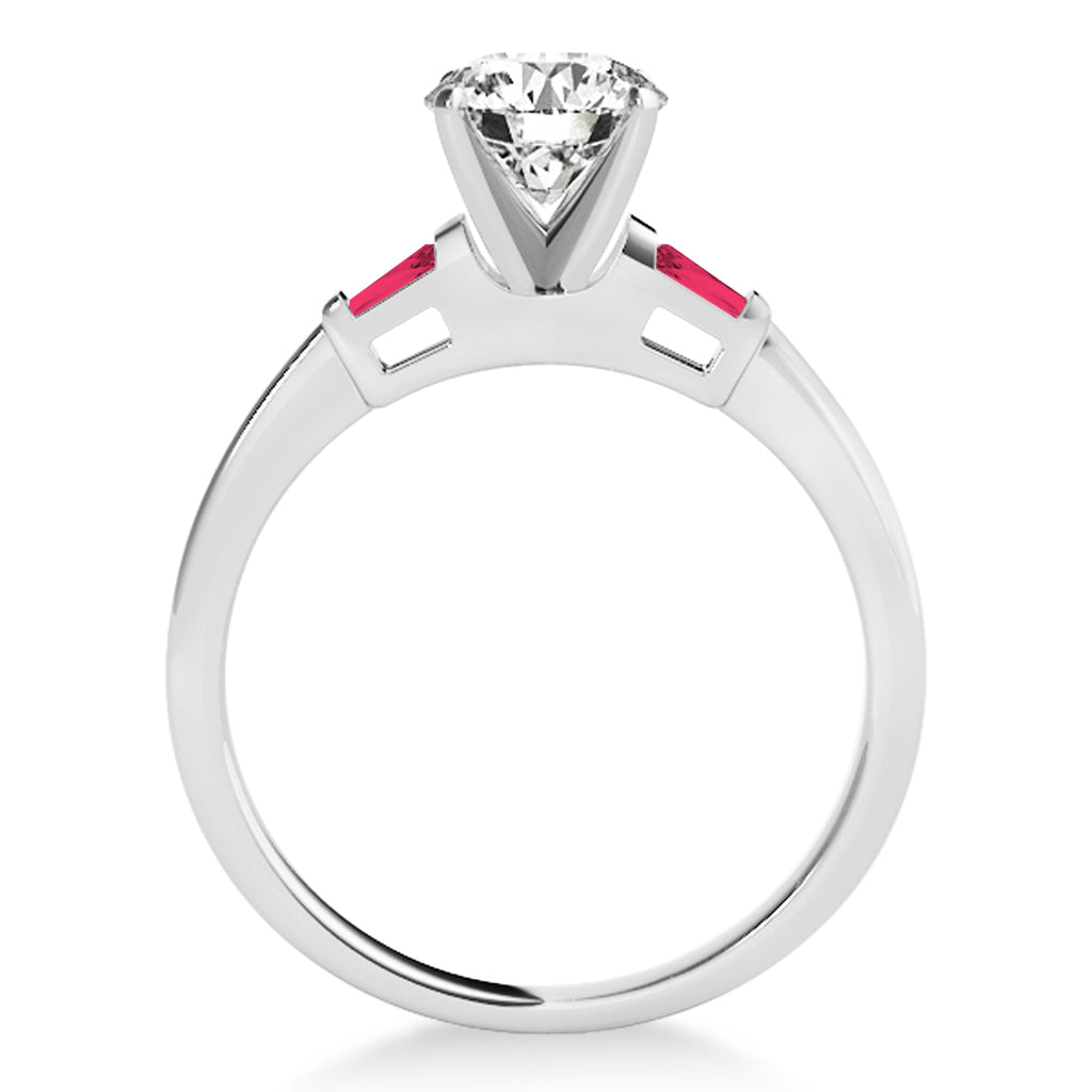 Tapered Baguette 3-Stone Ruby Bridal Set Palladium (0.30ct)