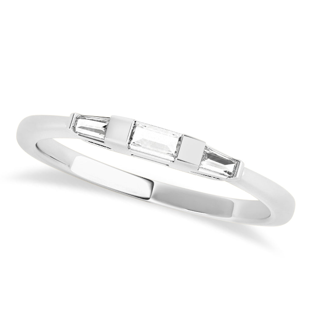 Tapered Baguette 3-Stone Ruby Bridal Set Palladium (0.30ct)