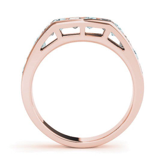 Diamond and Aquamarine Accented Bridal Set 14k Rose Gold 2.20ct