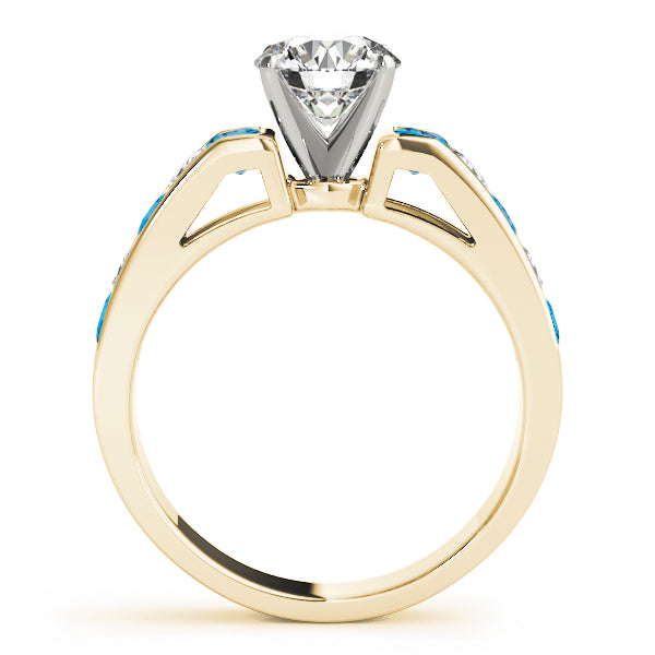 Diamond and Blue Topaz Accented Bridal Set 14k Yellow Gold 2.20ct