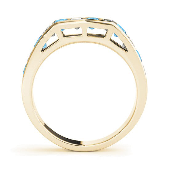 Diamond and Blue Topaz Accented Bridal Set 14k Yellow Gold 2.20ct