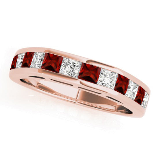Diamond and Garnet Accented Bridal Set 14k Rose Gold 2.20ct