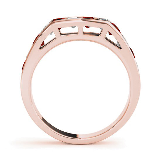 Diamond and Garnet Accented Bridal Set 14k Rose Gold 2.20ct