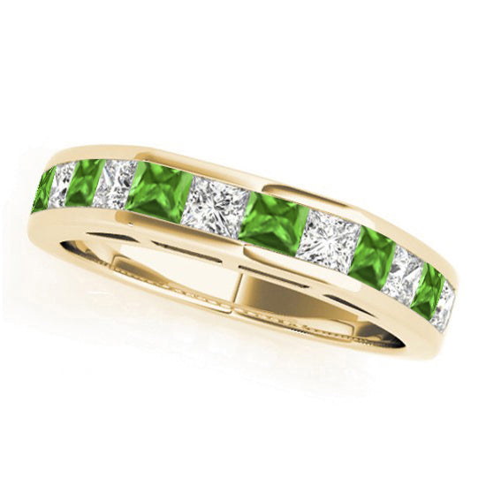 Diamond and Peridot Accented Bridal Set 14k Yellow Gold 2.20ct