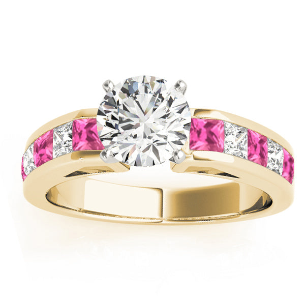 Diamond and Pink Sapphire Accented Bridal Set 14k Yellow Gold 2.20ct