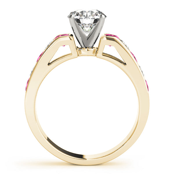Diamond and Pink Sapphire Accented Bridal Set 14k Yellow Gold 2.20ct