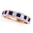 Diamond and Blue Sapphire Accented Wedding Band 14k Rose Gold 1.20ct
